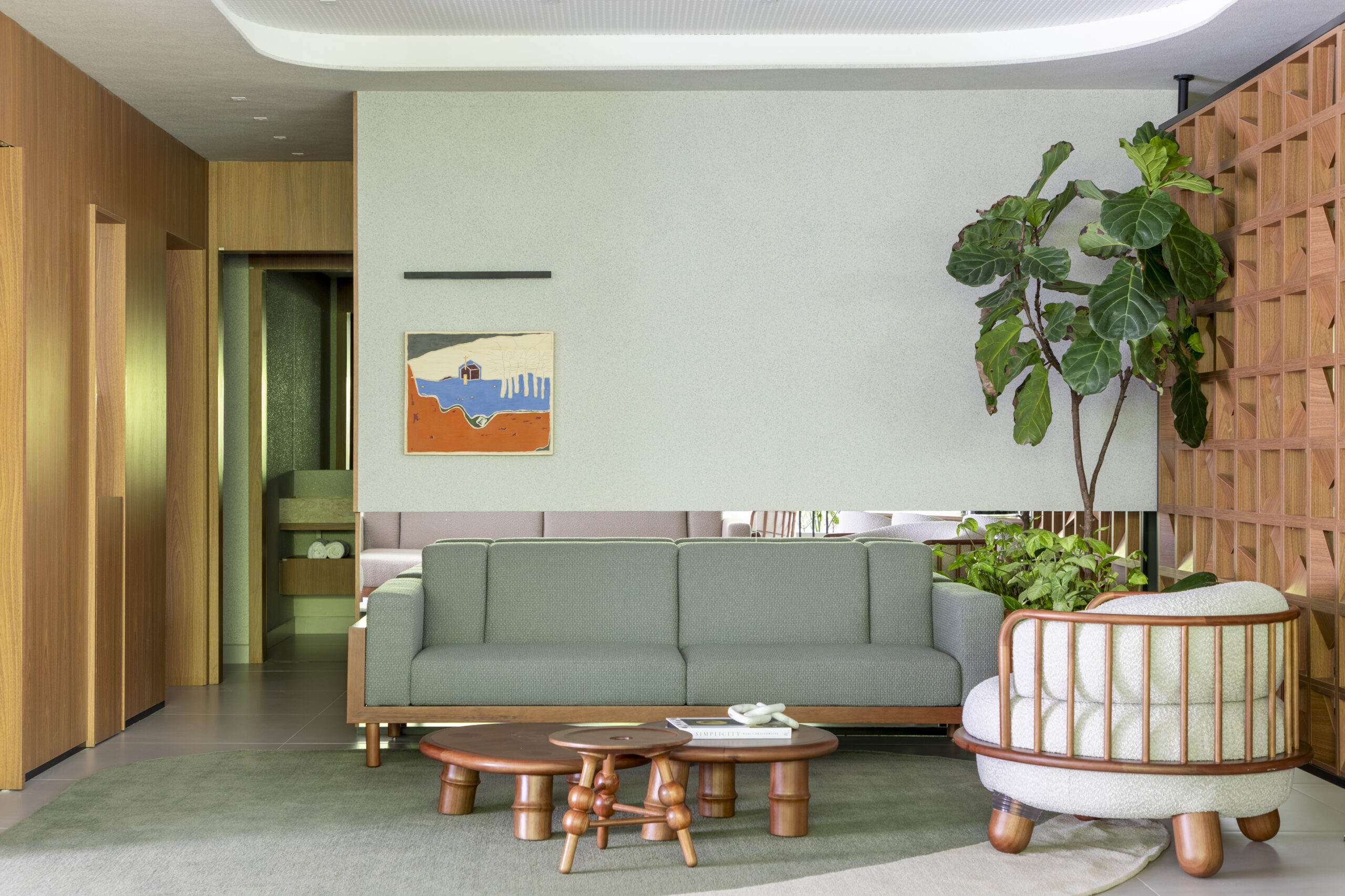 SOFA BRASILEIRINHO E POLTRONA PARA SER FELIZ 03 E BANCO BRASILEIRINHO E MESA DE CENTRO BAMBU