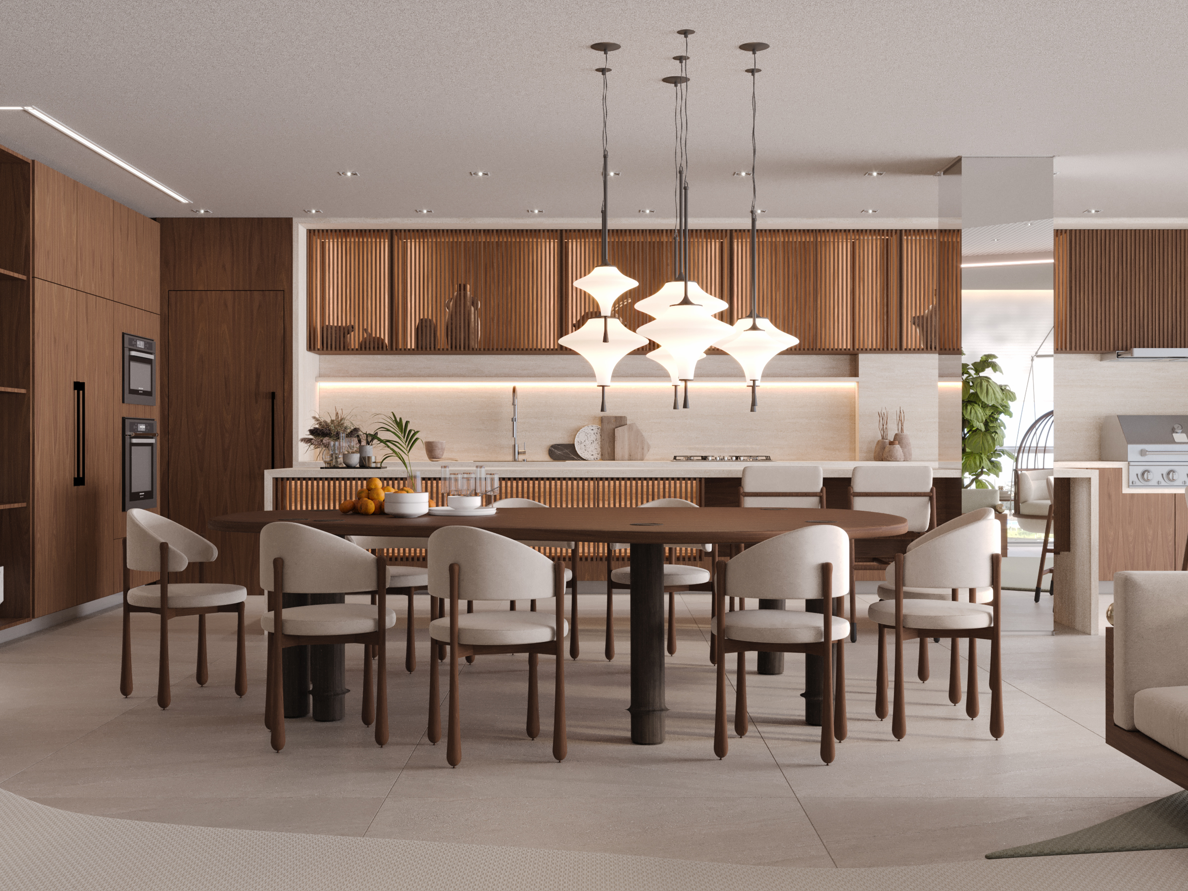 MESA DE JANTAR BAMBU ORGANICA E CADEIRA CHUVISCO