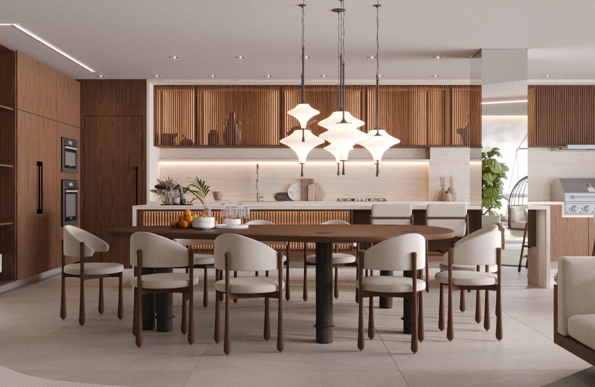 MESA DE JANTAR BAMBU ORGANICA E CADEIRA CHUVISCO